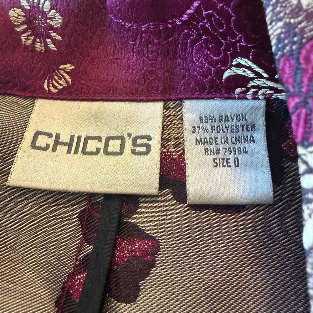 Chico's Magenta Floral Satin Blazer - Picture 11 of 12